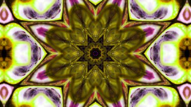 Soyut boya fırça mürekkep patlayabilir formanın düzgün kavramı simetrik desen süs dekoratif Kaleidoscope hareketi geometrik daire ve yıldız şekli