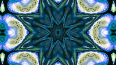 Soyut boya fırça mürekkep patlayabilir formanın düzgün kavramı simetrik desen süs dekoratif Kaleidoscope hareketi geometrik daire ve yıldız şekli