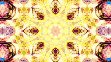 Soyut boya fırça mürekkep patlayabilir formanın düzgün kavramı simetrik desen süs dekoratif Kaleidoscope hareketi geometrik daire ve yıldız şekli