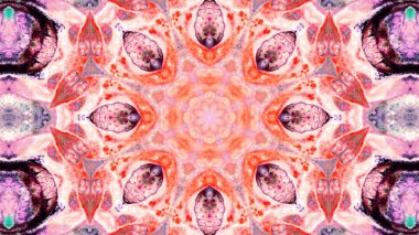 Soyut boya fırça mürekkep patlayabilir formanın düzgün kavramı simetrik desen süs dekoratif Kaleidoscope hareketi geometrik daire ve yıldız şekli