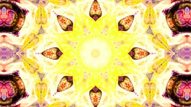 Soyut boya fırça mürekkep patlayabilir formanın düzgün kavramı simetrik desen süs dekoratif Kaleidoscope hareketi geometrik daire ve yıldız şekli