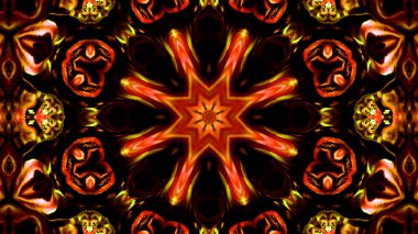 Soyut boya fırça mürekkep patlayabilir formanın düzgün kavramı simetrik desen süs dekoratif Kaleidoscope hareketi geometrik daire ve yıldız şekli