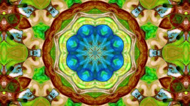 Soyut boya fırça mürekkep patlayabilir formanın düzgün kavramı simetrik desen süs dekoratif Kaleidoscope hareketi geometrik daire ve yıldız şekli