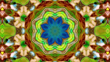 Soyut boya fırça mürekkep patlayabilir formanın düzgün kavramı simetrik desen süs dekoratif Kaleidoscope hareketi geometrik daire ve yıldız şekli