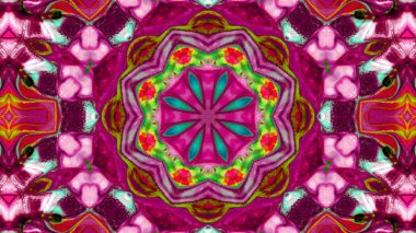 Soyut boya fırça mürekkep patlayabilir formanın düzgün kavramı simetrik desen süs dekoratif Kaleidoscope hareketi geometrik daire ve yıldız şekli