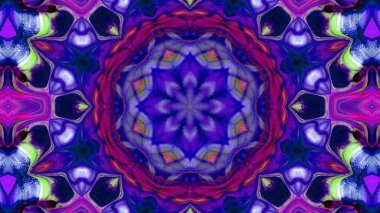 Soyut boya fırça mürekkep patlayabilir formanın düzgün kavramı simetrik desen süs dekoratif Kaleidoscope hareketi geometrik daire ve yıldız şekli