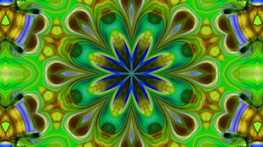 Soyut boya fırça mürekkep patlayabilir formanın düzgün kavramı simetrik desen süs dekoratif Kaleidoscope hareketi geometrik daire ve yıldız şekli