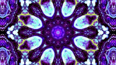 Soyut boya fırça mürekkep patlayabilir formanın düzgün kavramı simetrik desen süs dekoratif Kaleidoscope hareketi geometrik daire ve yıldız şekli