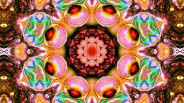 Soyut boya fırça mürekkep patlayabilir formanın düzgün kavramı simetrik desen süs dekoratif Kaleidoscope hareketi geometrik daire ve yıldız şekli