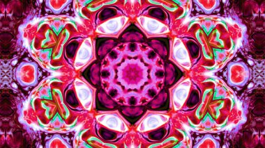 Soyut boya fırça mürekkep patlayabilir formanın düzgün kavramı simetrik desen süs dekoratif Kaleidoscope hareketi geometrik daire ve yıldız şekli