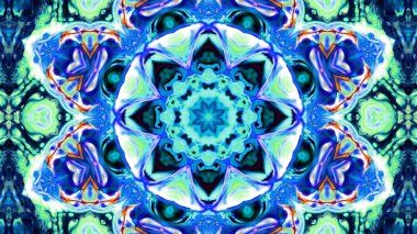 Soyut boya fırça mürekkep patlayabilir formanın düzgün kavramı simetrik desen süs dekoratif Kaleidoscope hareketi geometrik daire ve yıldız şekli