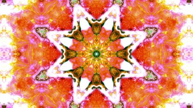 Soyut boya fırça mürekkep patlayabilir formanın düzgün kavramı simetrik desen süs dekoratif Kaleidoscope hareketi geometrik daire ve yıldız şekli