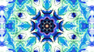 Soyut boya fırça mürekkep patlayabilir formanın düzgün kavramı simetrik desen süs dekoratif Kaleidoscope hareketi geometrik daire ve yıldız şekli