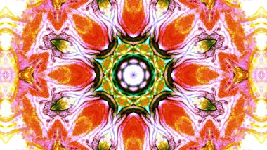 Soyut boya fırça mürekkep patlayabilir formanın düzgün kavramı simetrik desen süs dekoratif Kaleidoscope hareketi geometrik daire ve yıldız şekli