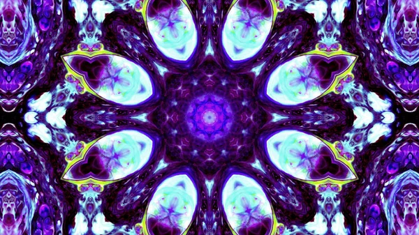 Soyut boya fırça mürekkep patlayabilir formanın düzgün kavramı simetrik desen süs dekoratif Kaleidoscope hareketi geometrik daire ve yıldız şekli