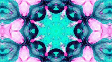 Soyut boya fırça mürekkep patlayabilir formanın düzgün kavramı simetrik desen süs dekoratif Kaleidoscope hareketi geometrik daire ve yıldız şekli