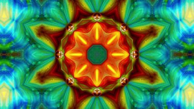 Soyut boya fırça mürekkep patlayabilir formanın düzgün kavramı simetrik desen süs dekoratif Kaleidoscope hareketi geometrik daire ve yıldız şekli