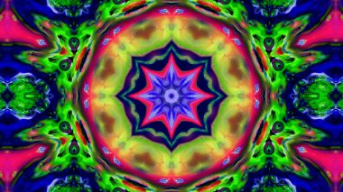 Soyut boya fırça mürekkep patlayabilir formanın düzgün kavramı simetrik desen süs dekoratif Kaleidoscope hareketi geometrik daire ve yıldız şekli