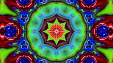 Soyut boya fırça mürekkep patlayabilir formanın düzgün kavramı simetrik desen süs dekoratif Kaleidoscope hareketi geometrik daire ve yıldız şekli