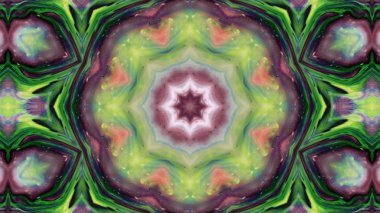 Soyut boya fırça mürekkep patlayabilir formanın düzgün kavramı simetrik desen süs dekoratif Kaleidoscope hareketi geometrik daire ve yıldız şekli