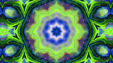 Soyut boya fırça mürekkep patlayabilir formanın düzgün kavramı simetrik desen süs dekoratif Kaleidoscope hareketi geometrik daire ve yıldız şekli