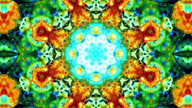 Soyut boya fırça mürekkep patlayabilir formanın düzgün kavramı simetrik desen süs dekoratif Kaleidoscope hareketi geometrik daire ve yıldız şekli