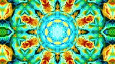 Soyut boya fırça mürekkep patlayabilir formanın düzgün kavramı simetrik desen süs dekoratif Kaleidoscope hareketi geometrik daire ve yıldız şekli