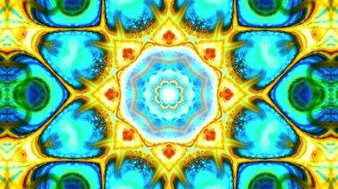 Soyut boya fırça mürekkep patlayabilir formanın düzgün kavramı simetrik desen süs dekoratif Kaleidoscope hareketi geometrik daire ve yıldız şekli