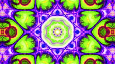 Soyut boya fırça mürekkep patlayabilir formanın düzgün kavramı simetrik desen süs dekoratif Kaleidoscope hareketi geometrik daire ve yıldız şekli