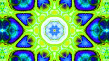 Soyut boya fırça mürekkep patlayabilir formanın düzgün kavramı simetrik desen süs dekoratif Kaleidoscope hareketi geometrik daire ve yıldız şekli