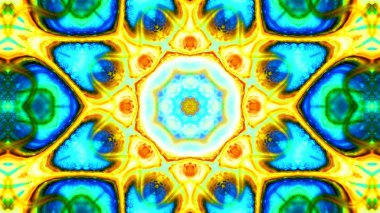 Soyut boya fırça mürekkep patlayabilir formanın düzgün kavramı simetrik desen süs dekoratif Kaleidoscope hareketi geometrik daire ve yıldız şekli