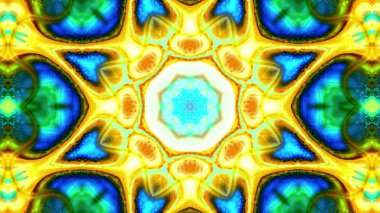 Soyut boya fırça mürekkep patlayabilir formanın düzgün kavramı simetrik desen süs dekoratif Kaleidoscope hareketi geometrik daire ve yıldız şekli