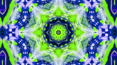 Soyut boya fırça mürekkep patlayabilir formanın düzgün kavramı simetrik desen süs dekoratif Kaleidoscope hareketi geometrik daire ve yıldız şekli