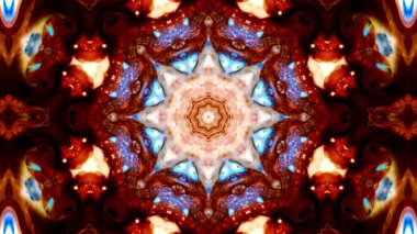 Soyut boya fırça mürekkep patlayabilir formanın düzgün kavramı simetrik desen süs dekoratif Kaleidoscope hareketi geometrik daire ve yıldız şekli