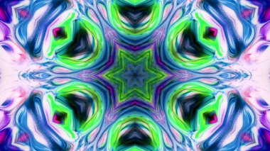 Soyut boya fırça mürekkep patlayabilir formanın düzgün kavramı simetrik desen süs dekoratif Kaleidoscope hareketi geometrik daire ve yıldız şekli