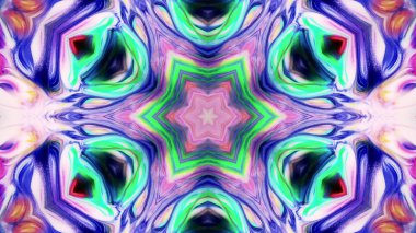 Soyut boya fırça mürekkep patlayabilir formanın düzgün kavramı simetrik desen süs dekoratif Kaleidoscope hareketi geometrik daire ve yıldız şekli