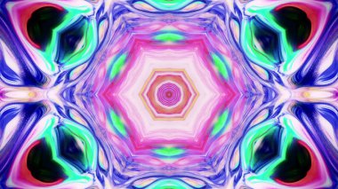 Soyut boya fırça mürekkep patlayabilir formanın düzgün kavramı simetrik desen süs dekoratif Kaleidoscope hareketi geometrik daire ve yıldız şekli