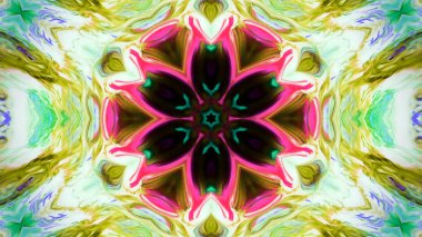 Soyut boya fırça mürekkep patlayabilir formanın düzgün kavramı simetrik desen süs dekoratif Kaleidoscope hareketi geometrik daire ve yıldız şekli