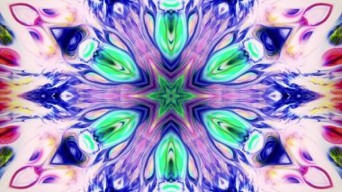 Soyut boya fırça mürekkep patlayabilir formanın düzgün kavramı simetrik desen süs dekoratif Kaleidoscope hareketi geometrik daire ve yıldız şekli