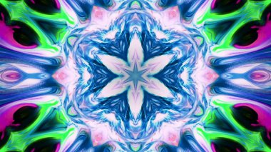 Soyut boya fırça mürekkep patlayabilir formanın düzgün kavramı simetrik desen süs dekoratif Kaleidoscope hareketi geometrik daire ve yıldız şekli