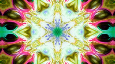 Soyut boya fırça mürekkep patlayabilir formanın düzgün kavramı simetrik desen süs dekoratif Kaleidoscope hareketi geometrik daire ve yıldız şekli