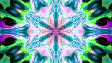 Soyut boya fırça mürekkep patlayabilir formanın düzgün kavramı simetrik desen süs dekoratif Kaleidoscope hareketi geometrik daire ve yıldız şekli