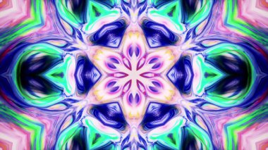 Soyut boya fırça mürekkep patlayabilir formanın düzgün kavramı simetrik desen süs dekoratif Kaleidoscope hareketi geometrik daire ve yıldız şekli