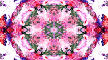 Soyut boya fırça mürekkep patlayabilir formanın düzgün kavramı simetrik desen süs dekoratif Kaleidoscope hareketi geometrik daire ve yıldız şekli