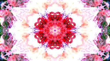 Soyut boya fırça mürekkep patlayabilir formanın düzgün kavramı simetrik desen süs dekoratif Kaleidoscope hareketi geometrik daire ve yıldız şekli