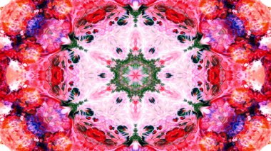 Soyut boya fırça mürekkep patlayabilir formanın düzgün kavramı simetrik desen süs dekoratif Kaleidoscope hareketi geometrik daire ve yıldız şekli