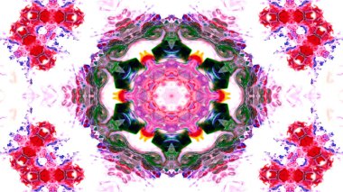 Soyut boya fırça mürekkep patlayabilir formanın düzgün kavramı simetrik desen süs dekoratif Kaleidoscope hareketi geometrik daire ve yıldız şekli