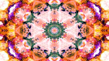 Soyut boya fırça mürekkep patlayabilir formanın düzgün kavramı simetrik desen süs dekoratif Kaleidoscope hareketi geometrik daire ve yıldız şekli