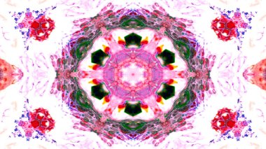 Soyut boya fırça mürekkep patlayabilir formanın düzgün kavramı simetrik desen süs dekoratif Kaleidoscope hareketi geometrik daire ve yıldız şekli