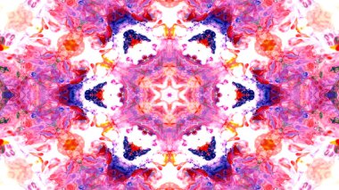 Soyut boya fırça mürekkep patlayabilir formanın düzgün kavramı simetrik desen süs dekoratif Kaleidoscope hareketi geometrik daire ve yıldız şekli